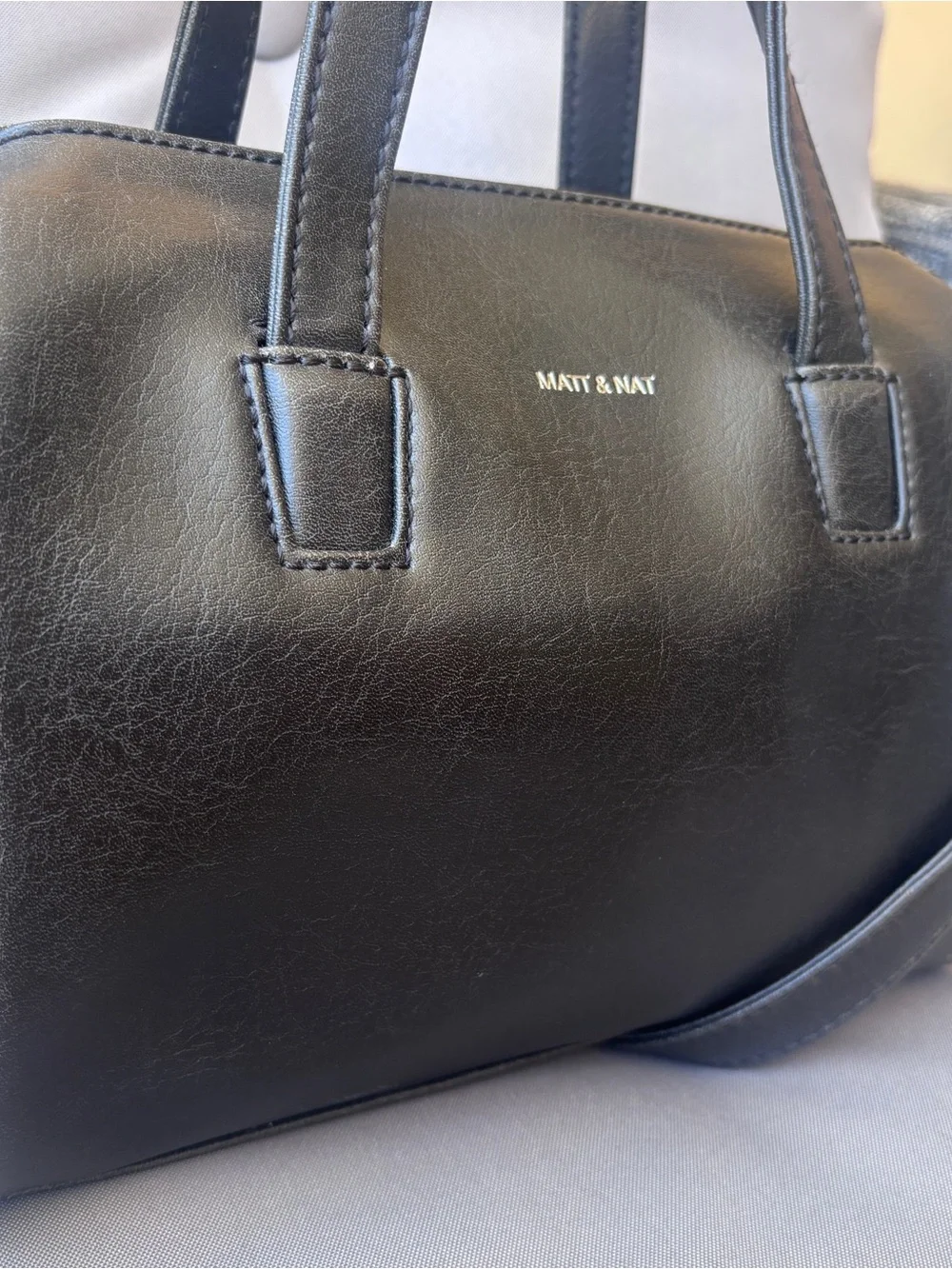 Matt & Nat Mitsuko Black Vegan Leather Convertible Satchel with Crossbody Strap